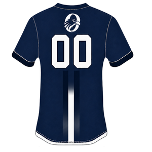 Navy <b>Blue</b> <b>White</b> Short Athletic Jersey Crew Neck Center <b>Stripe</b> Breathable Training Team Performance Baseball Sports Uniform Shirt - Product Image 2