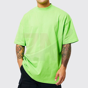 Camiseta Casual de Verano, Lisa, Verde Claro, Oversize, 100% Algodón Lavado, 210 Gramos, Estilo Urbano, Hip Hop, Marca Personalizada para Hombre - Product Image 1