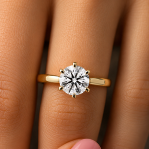 Anillos de compromiso clásicos redondos solitarios de seis puntas con certificado IGI, anillo de diamante cultivado en laboratorio de oro sólido de 14 quilates para mujer, anillo de compromiso. - Product Image 2