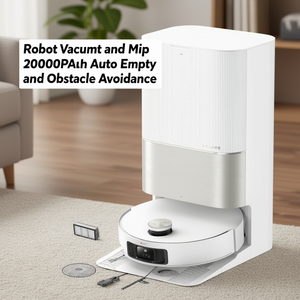 Robot aspirateur et serpillière 20000Pa avec vidage automatique, évitement d'obstacles, construction en plastique, moteur sans balais alimenté par batterie, contrôlé par application - Product Image 3