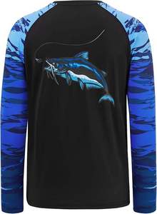 Camiseta de Pesca Personalizada para Adultos, Azul, Sublimada, Transpirable, de Secado Rápido, Ligera, Reciclada, con Capucha y Logotipo Frontal - Product Image 3