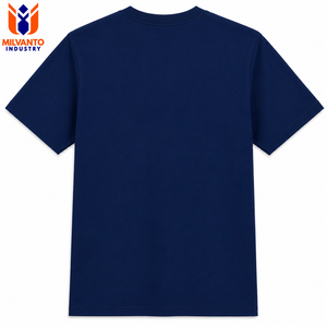 T-shirt pour homme en coton peigné 100% couleur marine |   T-shirt pour homme à manches courtes, col côtelé, coupe classique, respirant, premium, streetwear, blanc - Product Image 2