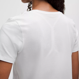 Camiseta de Manga Corta con Cuello en V para Mujer, Transpirable, Blanca, de Algodón Jersey, Informal, para Primavera/Verano, Corte Regular, Venta al Por Mayor - Product Image 5