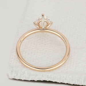 Anillo de Compromiso Solitario de Oro Rosa Sólido de 22K con Diamante Cultivado en Laboratorio, Joyería Fina para Novia - Product Image 5