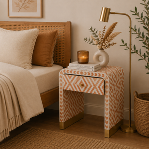 2026 New Arrival Resin Bone Inlay Nightstand With <b>Drawer</b> Modern End <b>Table</b> Artisan <b>Side</b> <b>Table</b> Premium Accent <b>Table</b> For Home Hotel - Product Image 5