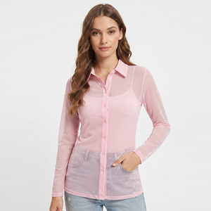 Camisa transparente ajustada para mujer, camisas transparentes con botones y manga larga, ropa de discoteca para mujer, camisa transparente sexy para mujer - Product Image 1
