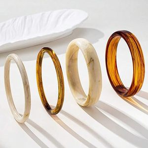 Bracelets rigides épais et ronds en résine acrylique pour seniors, étanches, pour anniversaires et mariages ALTAMASH CRAFT - Product Image 1