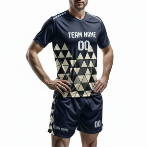 Men Short Sleeve Soccer Jersey <b>Set</b> Adult Football Uniform Soccer Shirt Fully Customized With Player Name and Number & Team Logo - Product Image 1