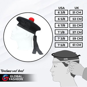 Gorro Escocés Tradicional Hecho a Mano de Lana de Alta Calidad, Color Naranja Balmoral, Blanco y Negro, Estilo Kilt - Product Image 6