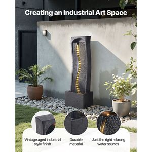 Fontana a cascata da esterno a 1 livello con base a roccia illuminata a LED, altezza 38,58 pollici, per hotel - Product Image 2