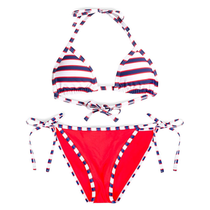 Ensemble de maillots de bain bikini 2 pièces sans couture pour femmes, uni/à rayures, avec bijoux, écologique, sexy, soutien-gorge et culotte, collection 2026, vente chaude aux États-Unis - Product Image 3