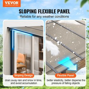 Pergola autoportante en aluminium à toit rigide 10 x 14, résistante aux UV, avec murs en poly, style adossé au mur pour patio - Product Image 2