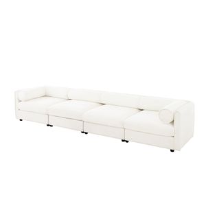 Divano Componibile Durevole con Vano Contenitore, Seduta Profonda e Confortevole, Schienale e Braccioli Cilindrici per Soggiorno - Product Image 5