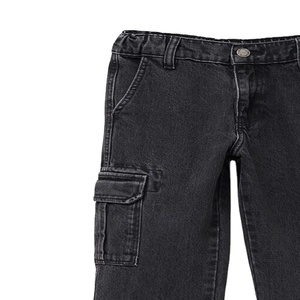 Jean cargo noir pour garçons, 100 % coton, taille mi-haute, longueur cheville, taille élastique, 6 poches, respirant, séchage rapide, résistant à la décoloration, taille plus - Product Image 5