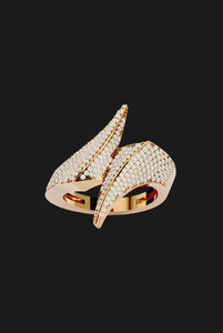 Anillo de Lujo de Moissanita con Doble Ola, Engaste Pavé Iced Out, Acabado en Plata 925, Joyería Elegante y Distintiva, Diseño de Regalo de Moda para Mujer - Product Image 3