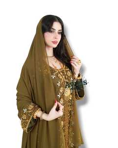 AWAIS HOUSE Women's Middle Eastern Ethnic Lightweight <b>Plus</b> <b>Size</b> Floor-Length Hand Beaded Sequined Georgette <b>Kaftan</b> Abaya Wedding - Product Image 4