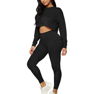 Conjunto de 2 Piezas para Mujer, Top Corto con Capucha y Encaje, y Pantalones Deportivos, Ropa Sexy para Estar en Casa - Product Image 6