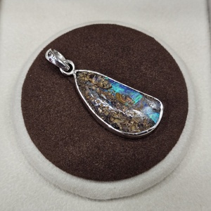 925 argent taille émeraude bijoux fins pendentifs et breloques excellente qualité dernière mode boulder opale pierre précieuse pendentif fait main - Product Image 5