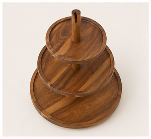 Premium 3-Tier Acacia Wood <b>Cake</b> Stand and Dessert Display Tower Handcrafted Wooden Tiered Serving Tray for Parties <b>Supply</b> - Product Image 2