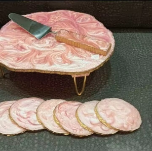 Pink Resin Cake <b>Stand</b> With <b>Crystal</b> Detailing Perfect For Birthday Cake Presentation And Anniversary Celebration Styling - Product Image 6