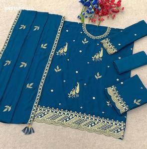 Conjunto Salwar de Calidad Premium con Bordado de Lentejuelas, de Longitud Media, Semi-Confeccionado, a Juego con Traje, Proveedor Indio - Product Image 6
