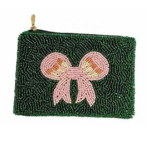 Monedero con Lazo Rosa y Cuentas, Bordado a Mano, con Cierre de Cremallera, para Monedas, Tarjetas y Maquillaje, Accesorio de Regalo de Navidad - Product Image 5