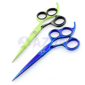 Ciseaux de coiffure professionnels en gros à trois anneaux avec revêtement plasma bleu pour salon de coiffure - Product Image 4