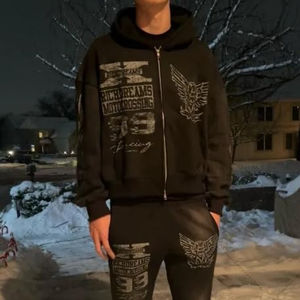 Sweat à capuche zippé streetwear, vestes grunge, streetwear Y2K, unisexe, emo, vintage années 2000, vêtements d'extérieur, sweats à capuche graphiques oversize, Star Rapper - Product Image 3