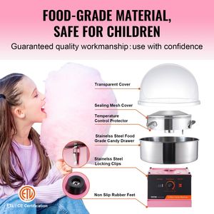 1000W macchina elettrica commerciale zucchero filato rosa acciaio inox ciotola e zucchero Scoop per bambini compleanno e famiglia per uso domestico - Product Image 4