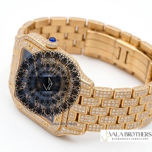 Montre Cartier Santos-Dumont en diamant, 30 mm, rectangulaire, analogique, quartz, or jaune, fermoir déployant, bracelet de luxe unisexe - Product Image 3