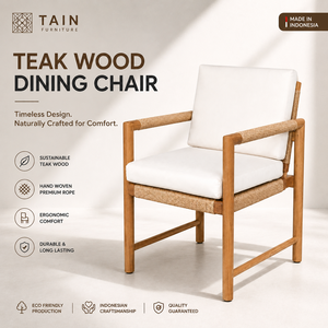 Custom Teak <b>Dining</b> <b>Armchair</b> Manufacturer Indonesia Solid Wood Rope Woven Accent Chair Bulk OEM ODM Factory Direct Wholesaler - Product Image 1