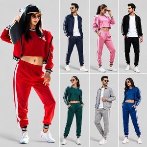 ODM Sportswear Manufacture Bangladesh Stock Lot Wholesale Unisex Tracksuit Full Zip Closure Sporty Jogging Set Regular Polyester - Product Image 6