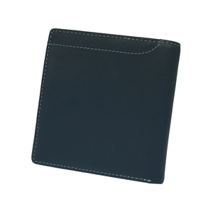 Castello <b>Men's</b> Hipster <b>Wallet</b> Genuine Cowhide Soft Leather Open RFID Embossed Logo Polyester <b>Black</b> Short Length - Product Image 3