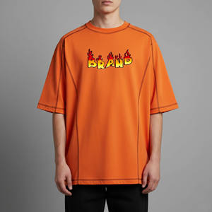 Nuevas Camisetas de Hombre Oversize de Moda, Ecológicas, Estilo Hip Hop, con Logotipo Personalizado, Cuello Redondo, Manga Corta, Costuras en Contraste, Camiseta Holgada para Hombre - Product Image 6
