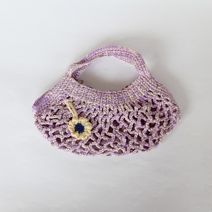 Bolso de Playa de Ganchillo Morado, Estilo Bohemio, con Asa Suave y Parte Superior Abierta, Bolso de Mano para Mujer - Product Image 1