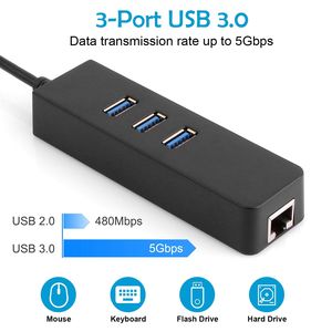 Adattatore Ethernet Gigabit USB 3.0 con 3 Porte 10/100/1000 Mbps, Convertitore LAN RJ45, Adattatore di Rete USB Cablato - Product Image 2