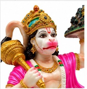Statue de Hanuman colorée faite à la main, figurine de dieu debout, sculpture en marbre pour la décoration de la maison et du temple - Product Image 4