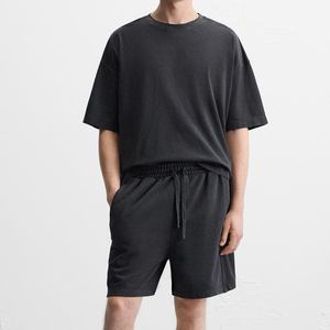 Conjunto de Camiseta Oversize de Algodón y Pantalones Cortos con Cordón para Hombre, Estilo Urbano y Casual, Traje de 2 Piezas, Venta al por Mayor, OEM, Logotipo Personalizado - Product Image 1