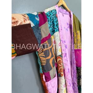 2024 Women Kimono <b>Cardigan</b> Floral Printed <b>Long</b> Sleeve Beach Cover up <b>Long</b> Silk Kimono Robes Patchwork Silk Kimono - Product Image 6