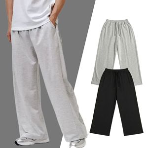 Pantalon de survêtement mi-large pour homme, écoresponsable, avec cordon élastique, poches latérales plates, décontracté, en coton tricoté respirant, pour l'automne - Product Image 1