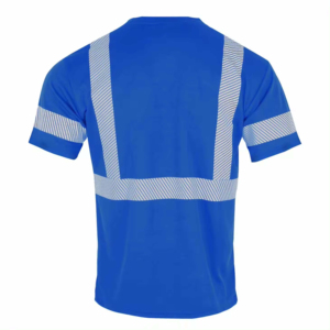 เสื้อยืดทำงานผู้ชายสีน้ำเงินลายสะท้อนแสง แขนสั้น แห้งเร็ว ผ้าโพลีเอสเตอร์ เสื้อลำลองใส่สบายสำหรับฤดูร้อน - Product Image 4