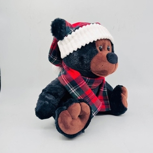 Oso de Peluche Navideño, Suave y Adorable, con Gorro de Santa y Bufanda de Tartán, Regalo Navideño, Decoración, OEM, Venta al por Mayor, Peluche Personalizado - Product Image 5