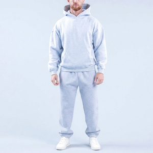 Chándal Deportivo para Hombre, Diseño Moderno, Bordado Personalizado, Cortavientos, Gris Jaspeado, Sudadera con Capucha, Pantalones Deportivos con Puños, Felpa de Algodón - Product Image 1