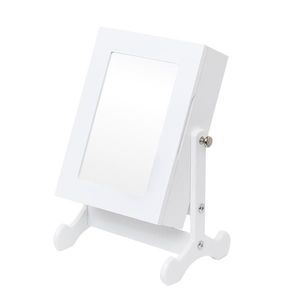 Armadietto Portagioie Bianco Piccolo con Specchio, Organizer da Tavolo con Base per Gioielli - Product Image 2