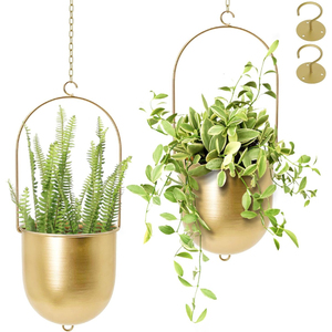 Pot de fleurs suspendu en métal moderne, pour intérieur et extérieur, support de plantes géométrique en fer pour la décoration nordique de la maison, du jardin et du balcon - Product Image 5
