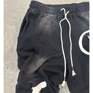 Conjuntos de sudadera personalizados con estampado puff para mujer, pantalones de chándal unisex, pantalones acampanados apilados y conjunto de sudadera con capucha de dobladillo sin rematar para hombre - Product Image 3