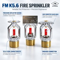 Tête de sprinkler anti-incendie homologuée FM K5.6 K80 DN15 1/2 NPT BSPT verticale en laiton à réponse standard