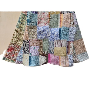 Handmade Silk Patola Kantha Jacket for Women Long Sleeves Reversible Cotton Printed Indian Patchwork Design <b>Vintage</b> Breathable - Product Image 5