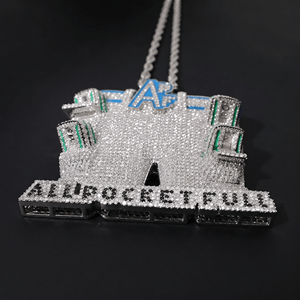 Collier pendentif personnalisé Hip Hop « All Pocket Full » en argent 925, entièrement serti de moissanite VVS - Product Image 4