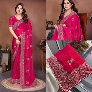 Sari en soie de créateur avec chemisier pour les fêtes, style ethnique indien Bollywood, prêt-à-porter en une minute, pour l'hiver et les festivals - Product Image 6